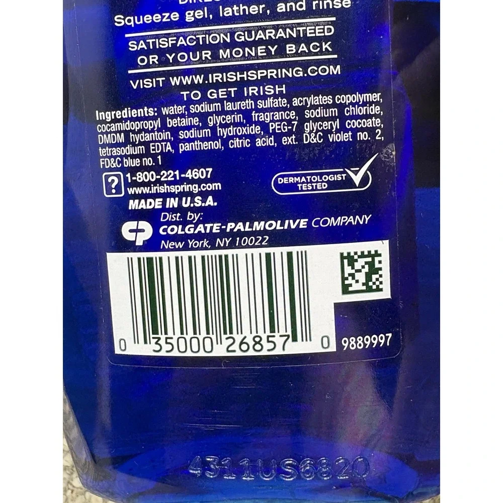 Irish Spring Gear Hair Body Face 3-in-1 Body Wash & Shampoo 15 Oz